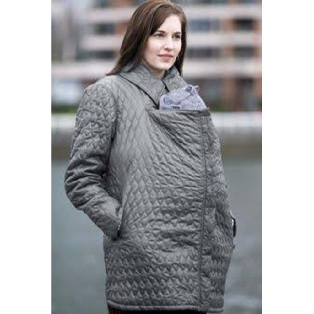 Ergobaby Papoose Quilted Babywearing Coat Grey Large Jacket Motherhood Maternity